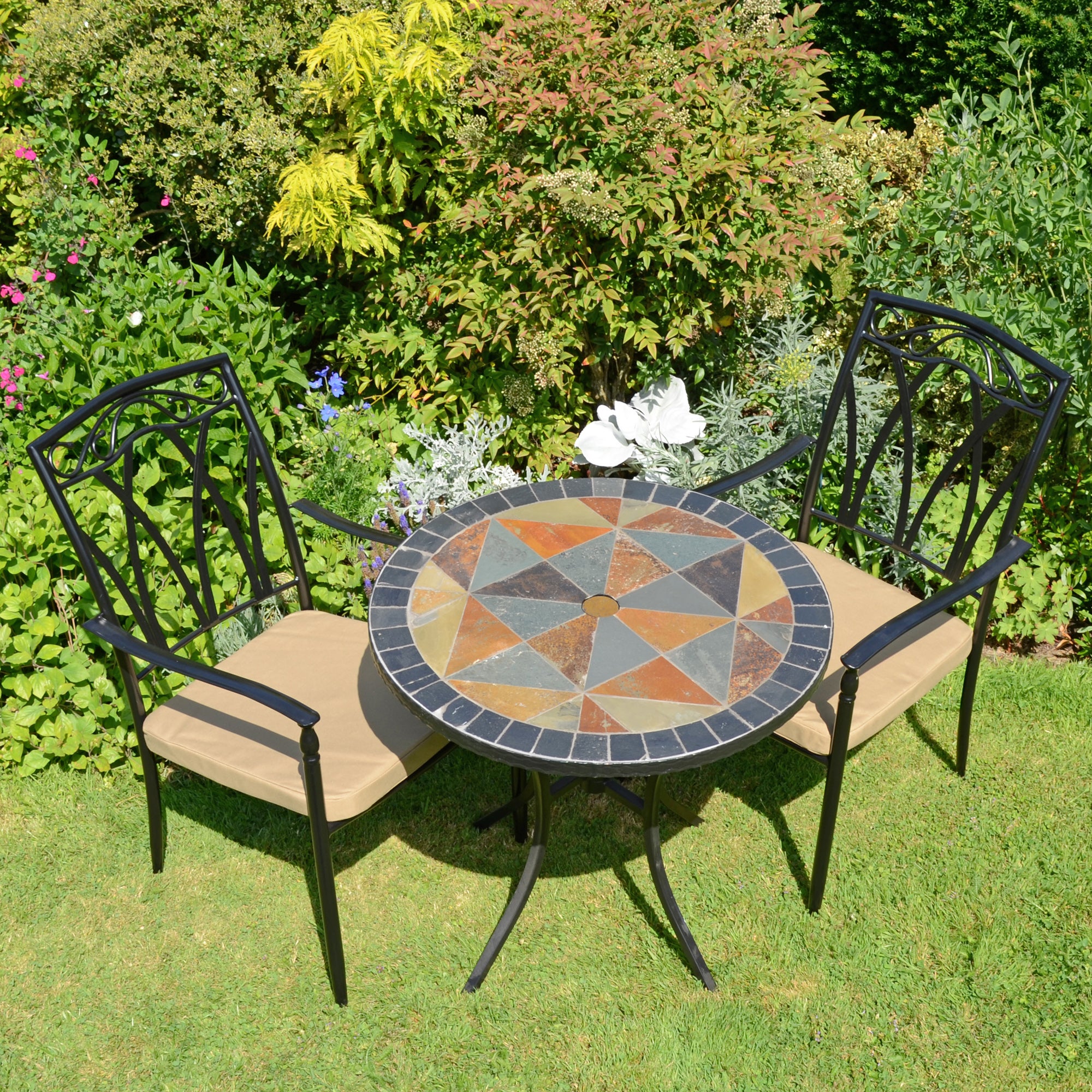 Tobarra Table with 2 Ascot Chairs Set MultiColoured