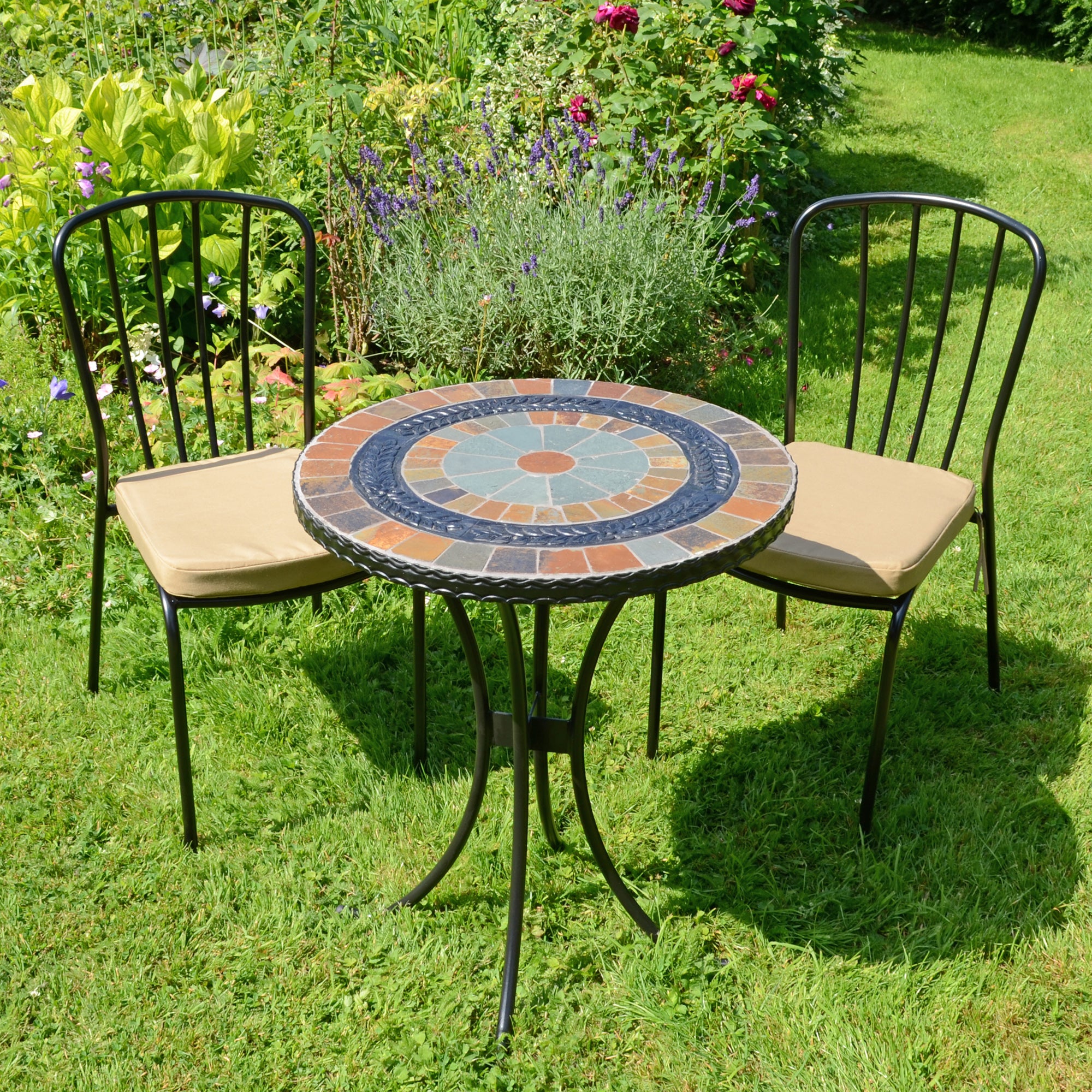 Virginia 60cm Bistro Table Set with 2 Milton Chairs