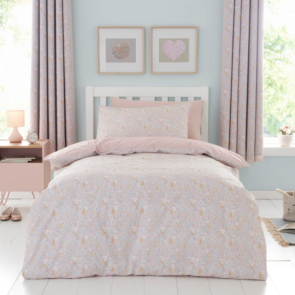Ditsy Bunny Pink 100% Cotton Duvet Cover and Pillowcase Set  undefined