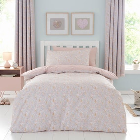 Ditsy Bunny Pink 100% Cotton Duvet Cover and Pillowcase Set