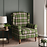 Oswald Grande Check Wingback Armchair Green Oswald Wingback