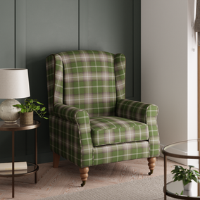 Oswald Grande Check Wingback Armchair