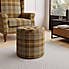 Oswald Check Round Buttoned Storage Footstool Natural Oswald Wingback