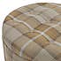 Oswald Check Round Buttoned Storage Footstool Natural Oswald Wingback