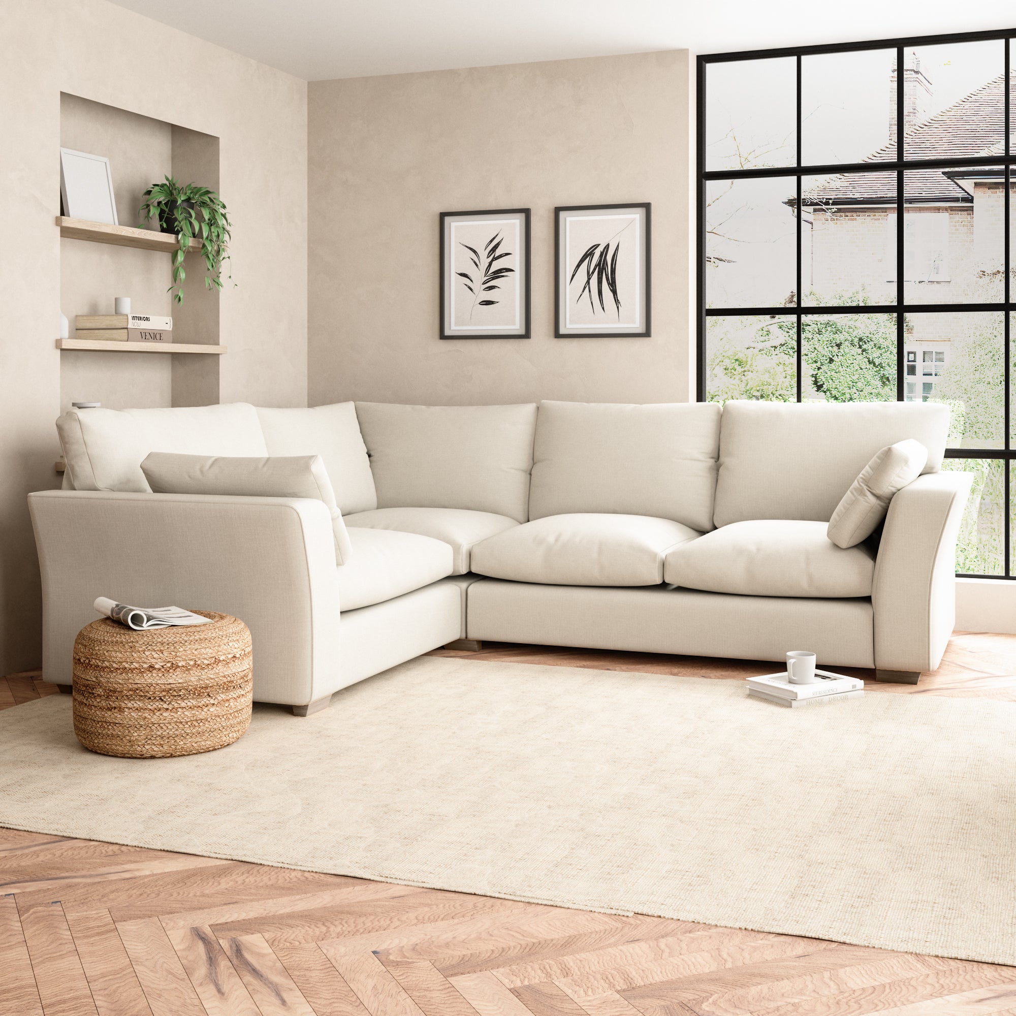 Blakeney Corner Sofa Slub Cotton Blend Sandstone