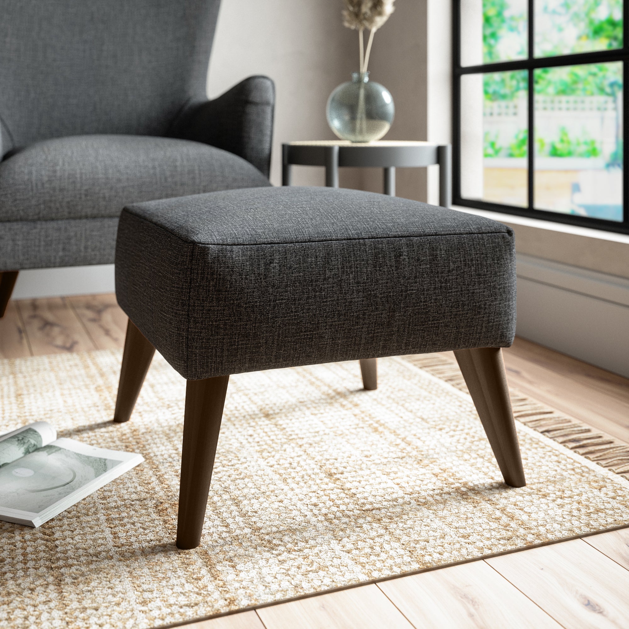 Marlow Footstool Black