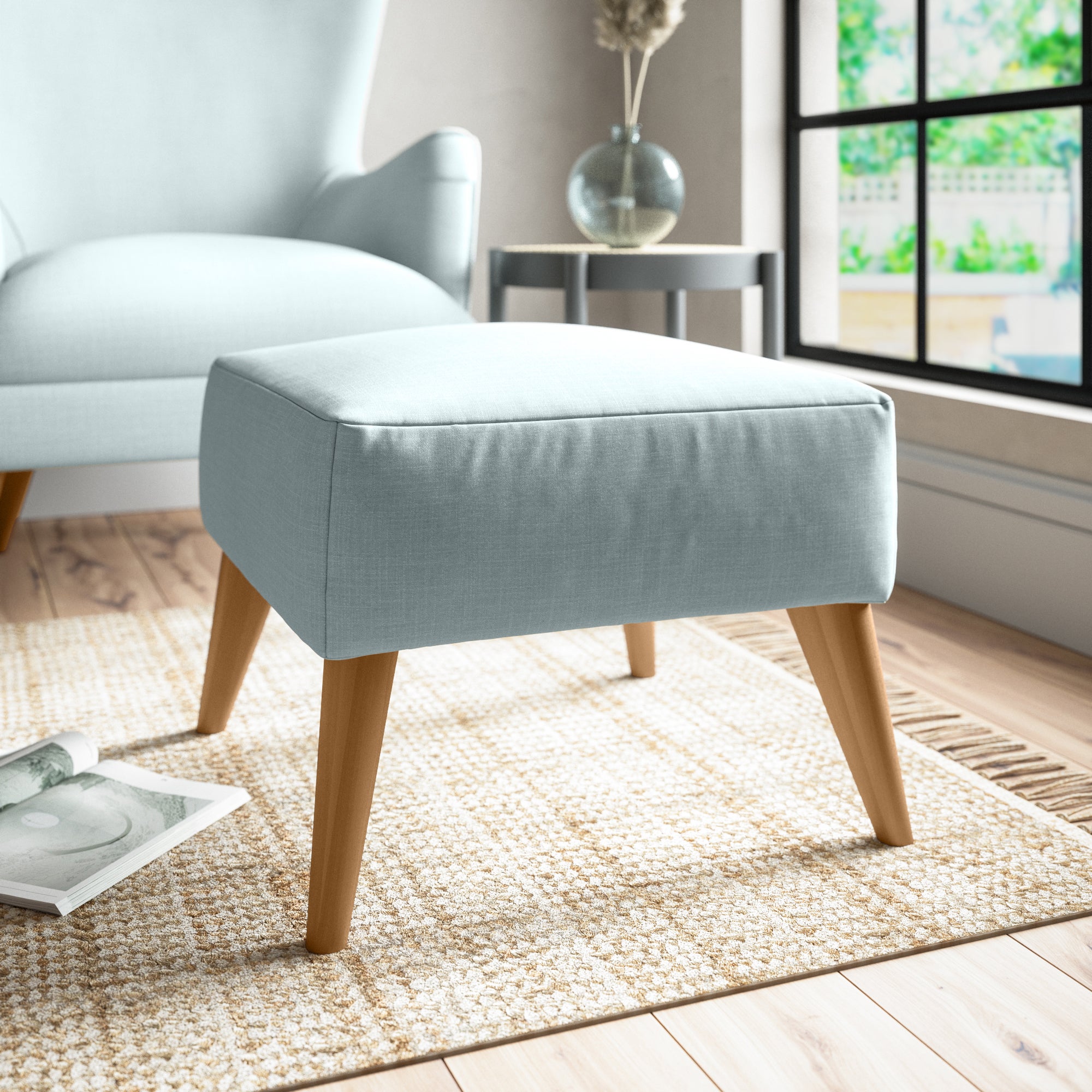 Marlow Footstool Blue