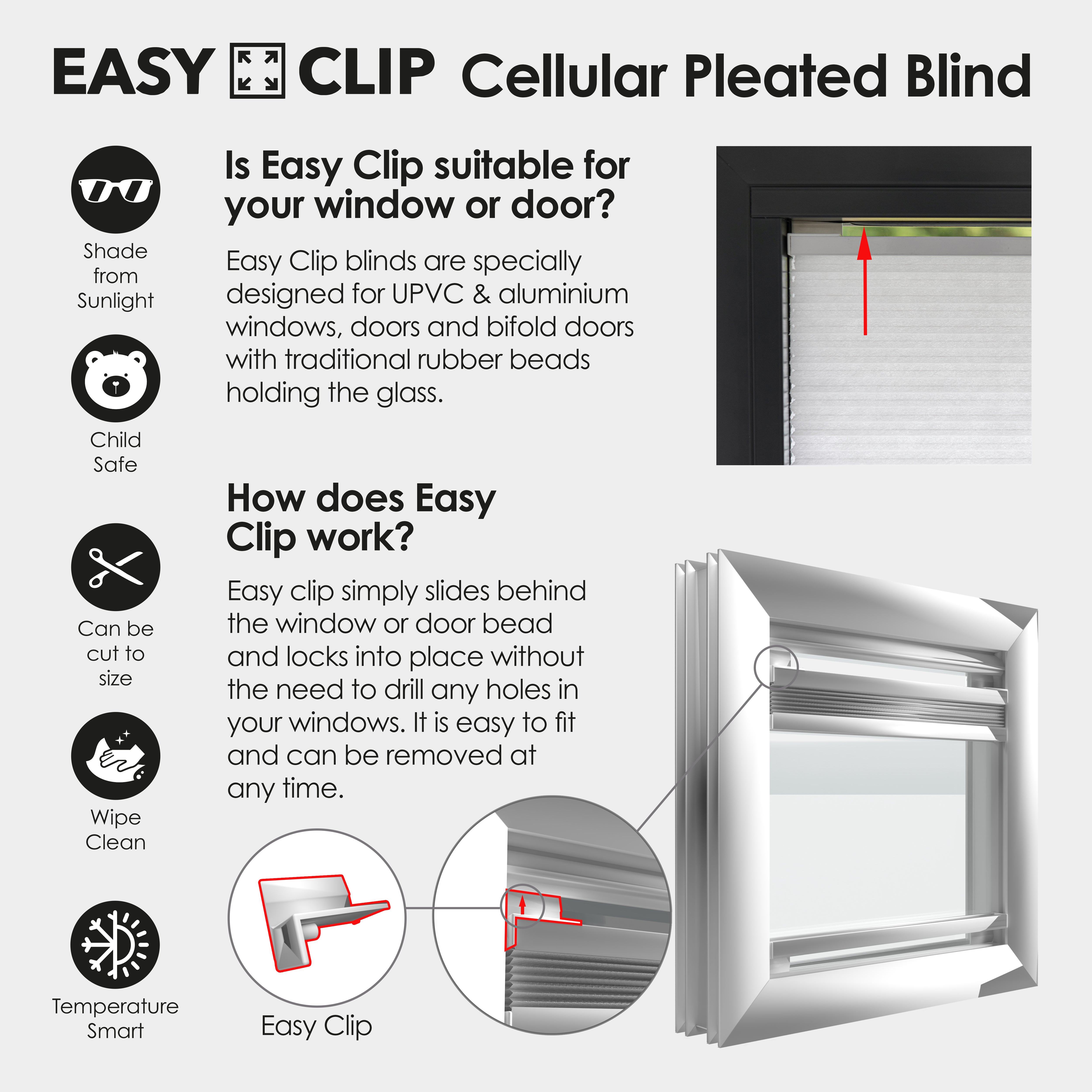 Easy Clip White Pleated Blind 