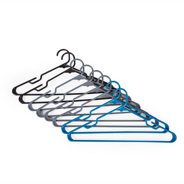 Pack of 8 Black, Grey & Blue Clothes Hangers image 1 of 1