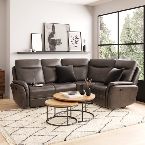 Brown suede corner deals sofa