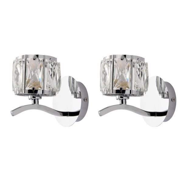 Kleio Glass Chrome Wall Light Twin Pack image 1 of 6
