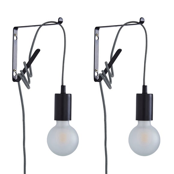 Click to view product details and reviews for Set Of 2 Bradford Plug In Flex Wall Lights.