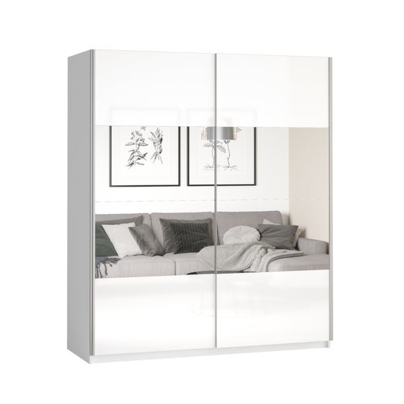 Lincoln 180cm Sliding Gloss Mirrored Wardrobe Dunelm