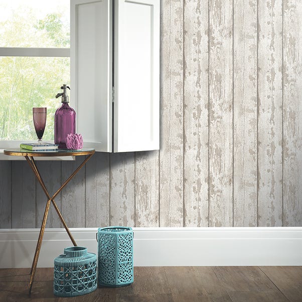 White Washed Wood Wallpaper White