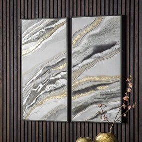 Set of 2 Geo Abstract Framed Canvas