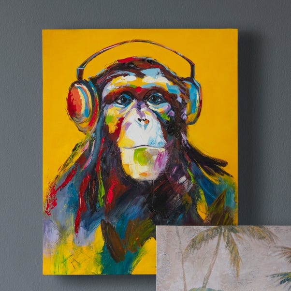 Whimsical Monkey Art Canvas MultiColoured