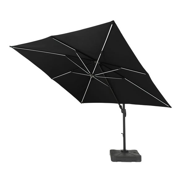 3m Deluxe Cantilever Solar Strip Grey Parasol with 100kg base image 1 of 5