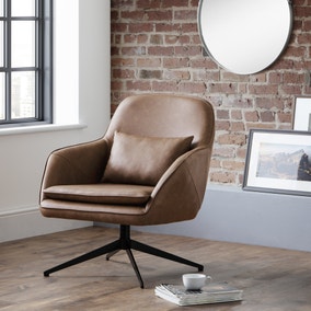 Bowery Faux Leather Brown Swivel Chair 