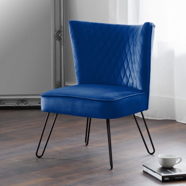 Lisbon Velvet Accent Chair Blue