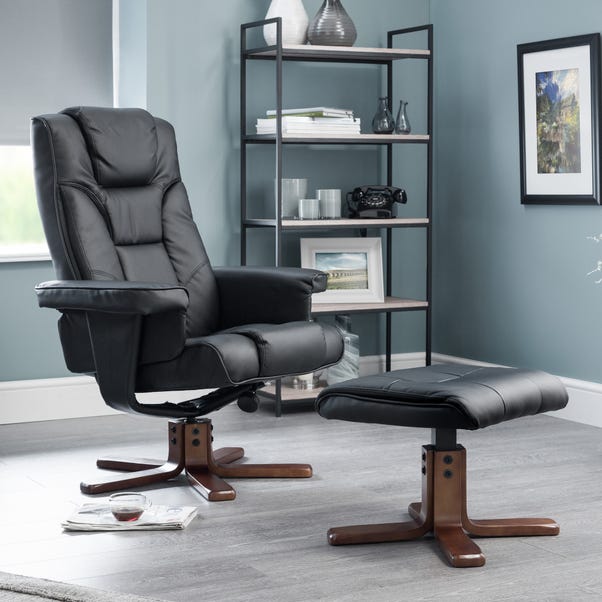 Malmo Faux Leather Swivel Recliner Dunelm, Leather Swivel Chair And Footstool