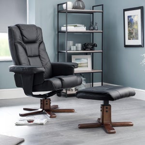 Malmo Faux Leather Swivel Recliner And Stool