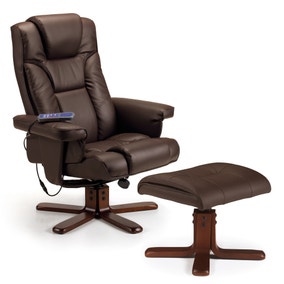 Malmo Faux Leather Massage Recliner and Stool