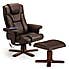 Malmo Faux Leather Massage Recliner and Stool Brown