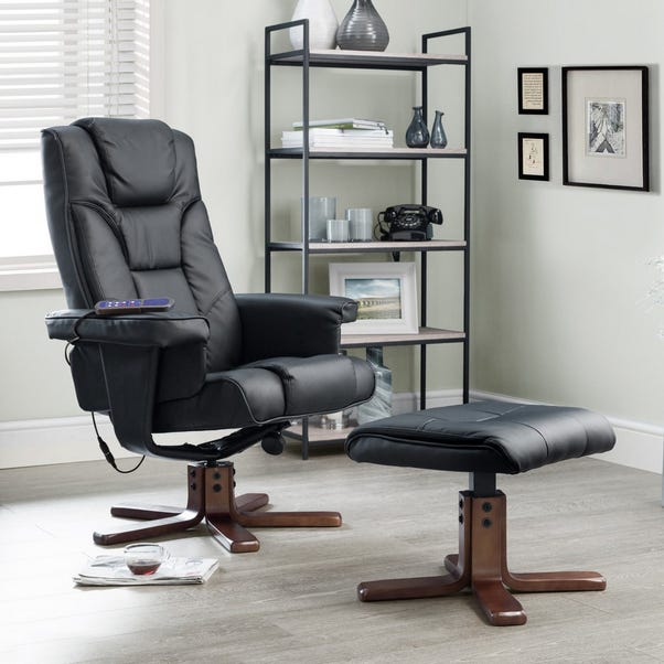 Malmo Faux Leather Massage Recliner and Stool image 1 of 2