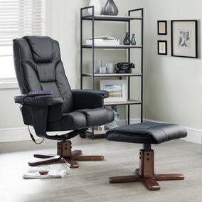 Malmo Faux Leather Massage Recliner and Stool