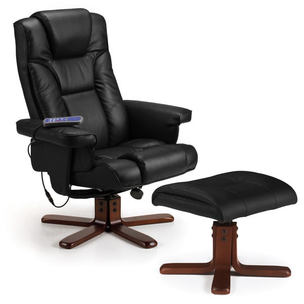 Malmo Faux Leather Massage Recliner And Stool Dunelm Malmo Faux Leather Massage Recliner And, Faux Leather Massage Recliner Chair Black