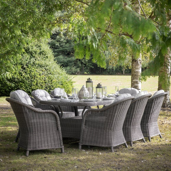 grey 8 seater rattan dining set