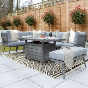 Mayfair 8 Seater 6 Piece Lounge Set with Rectangle Firepit