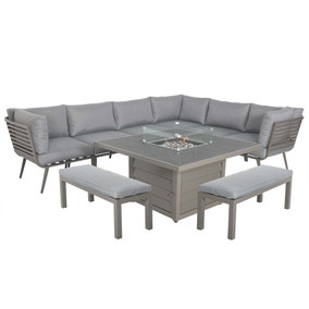 Mayfair 8 Seater 6 Piece Lounge Set with Square Firepit