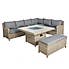 Wentworth 7 Piece Deluxe Modular Corner Lounge Set with Square Firepit Beige