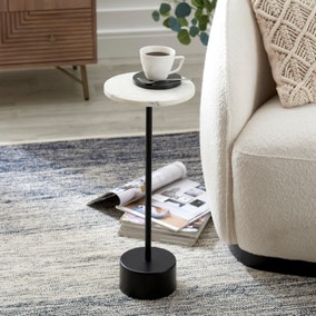 Cassie Compact Real Marble Side Table | Dunelm