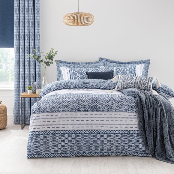 Jax Blue Mosaic Duvet Cover And Pillowcase Set Bluewhite