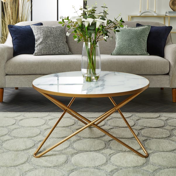 Zoey White Marble Effect Coffee Table | Dunelm
