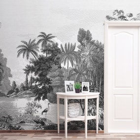 Vintage Tropical Black and White Mural