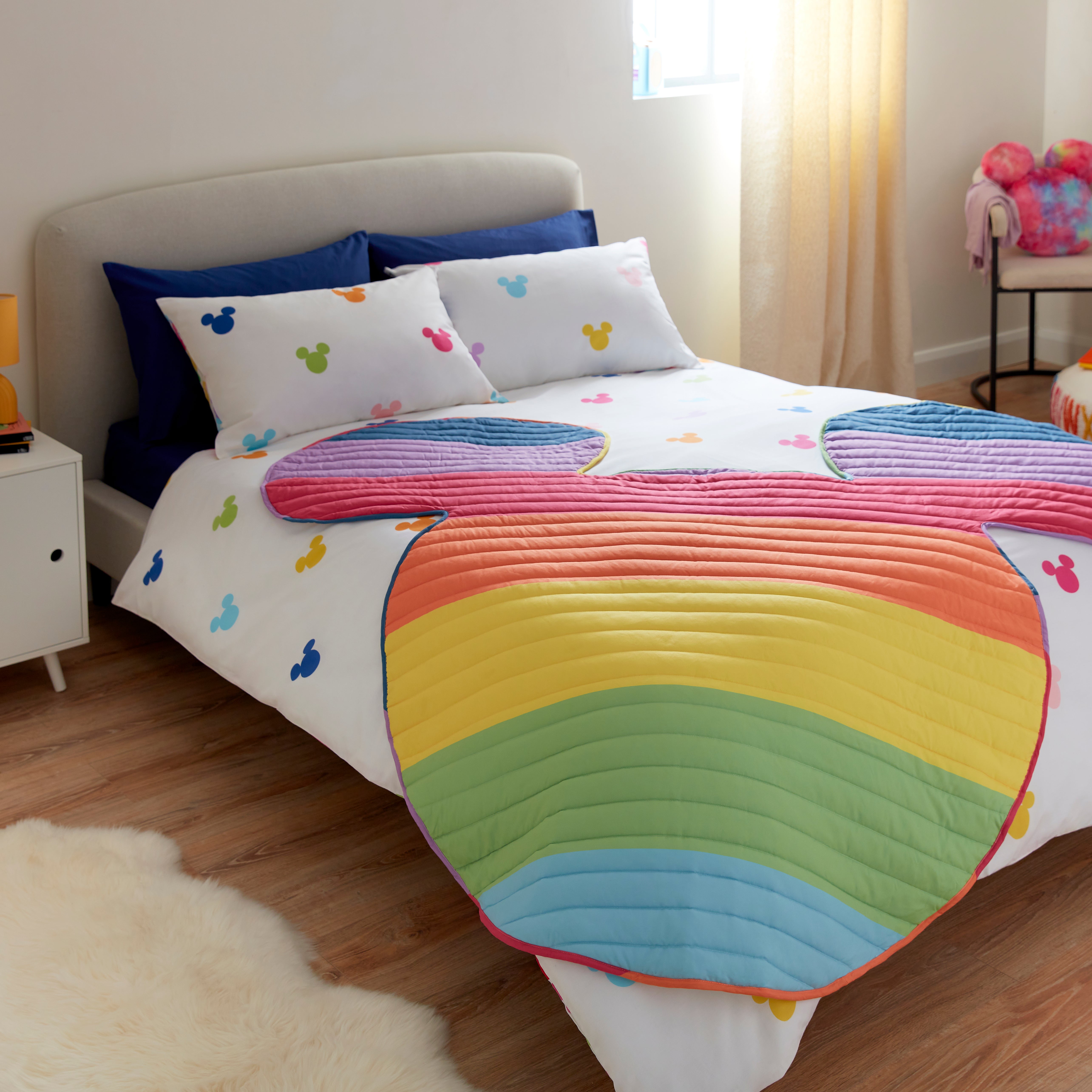 Mickey Rainbow Bedspread Multicoloured