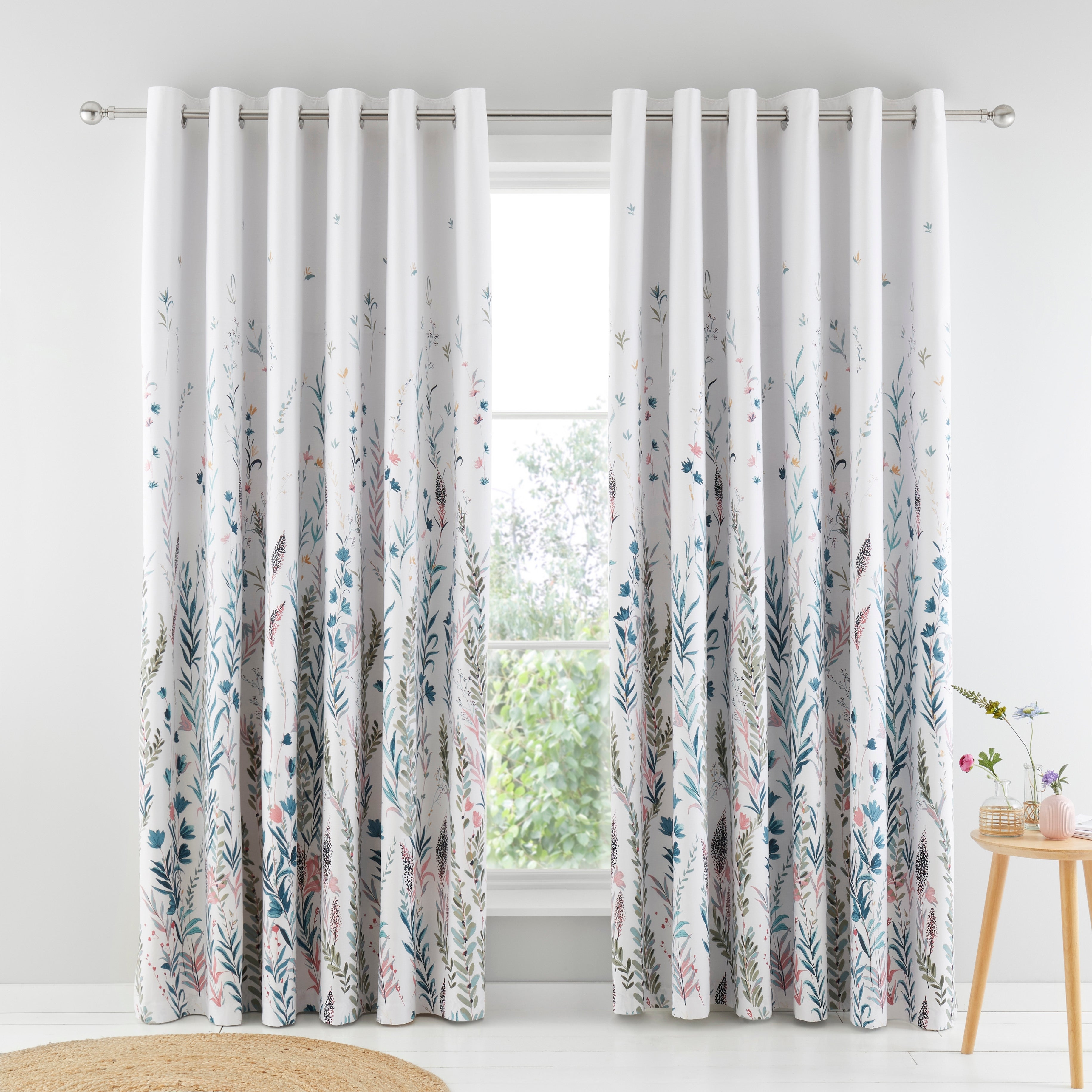 Whimsical Botanical Floral Blackout Eyelet Curtains | Dunelm