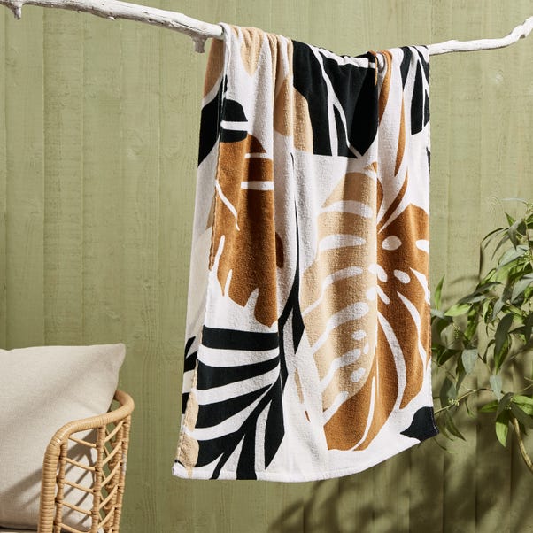 Curves Tropical Leaf Beach Towel MultiColoured