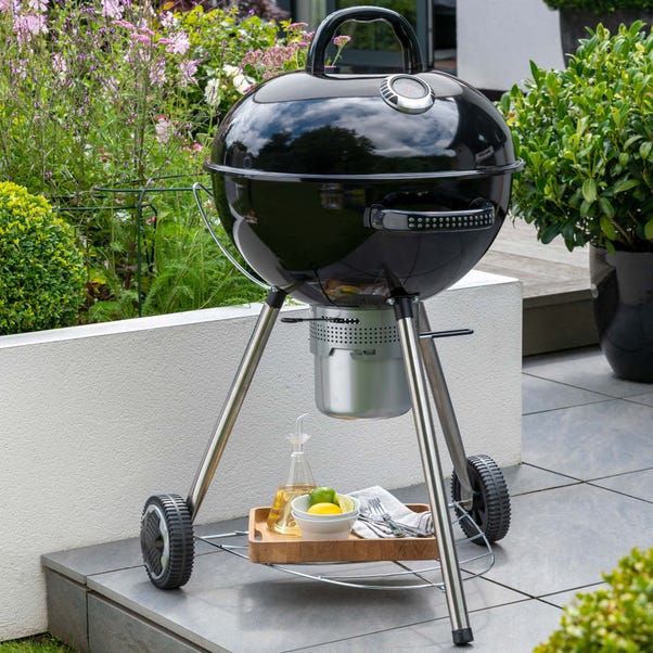 Norfolk Grills Corus Charcoal Grill Wheeled Kettle Black