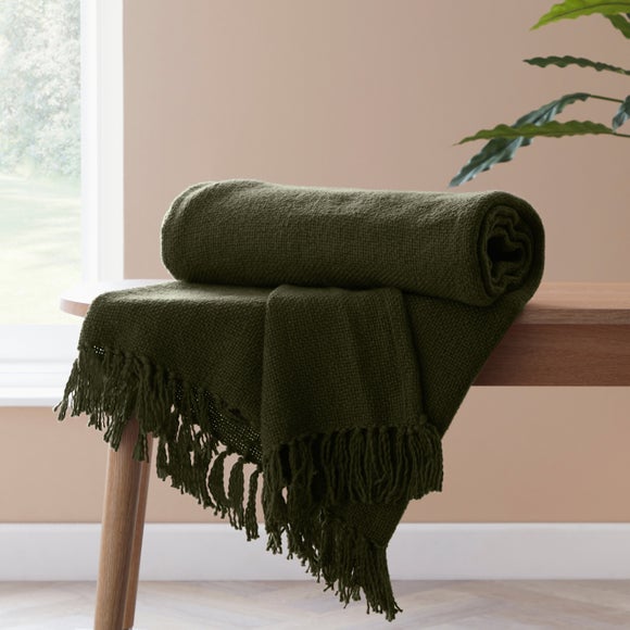 Aris Cotton Weave Black Throw Dunelm