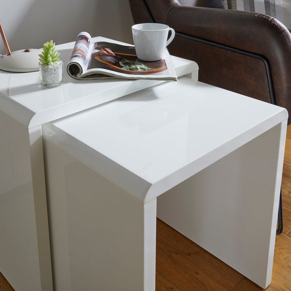 dunelm white gloss nest of tables