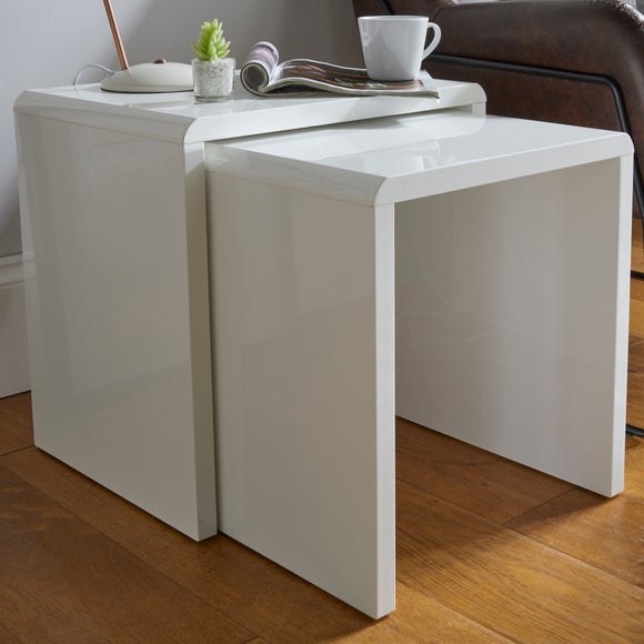 dunelm white gloss nest of tables