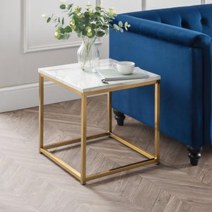 Scala Lamp Table- Gold And Marble Effect