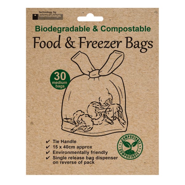 Pack of 30 Biodegradable Compostable Food Freezer Bags 15 x 40cm image 1 of 1