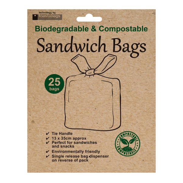 Pack of 25 Biodegradable Compostable Sandwich Bags image 1 of 1