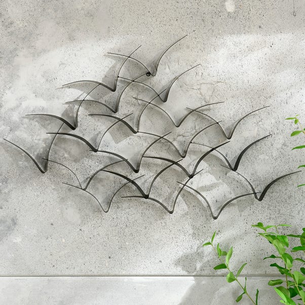 Coastal Birds Metal Indoor Outdoor Wall Art 90cm Black