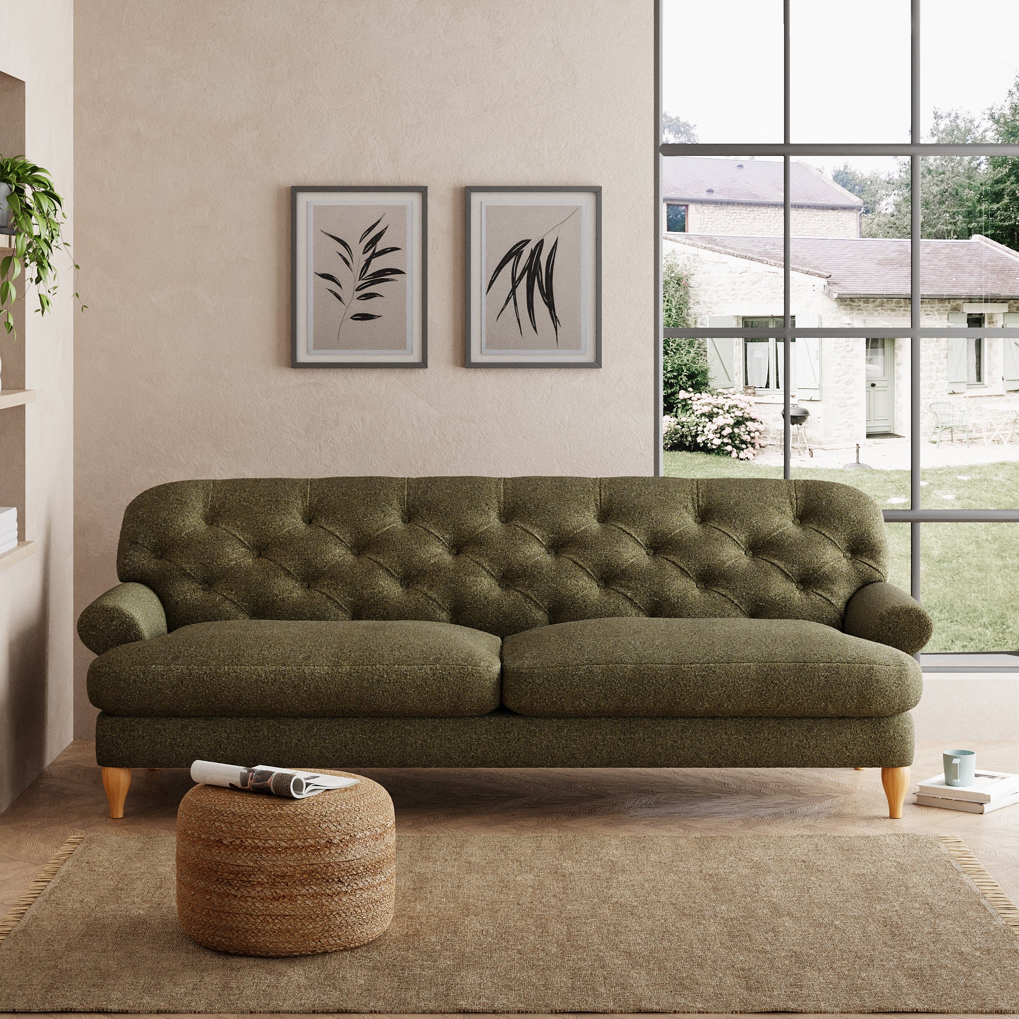 Canterbury 4 Seater Sofa Green